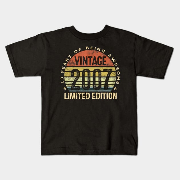 13 Year Old Gifts Vintage 2007 Limited Edition 13th Birthday T shirt Kids T-Shirt by Tisine